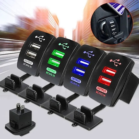 3.1A Dual USB Port Charger Socket Outlet 12V LED Waterproof for Motorcycle Car 2024 - $10.99
