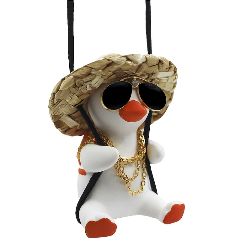 Swing Duck Car Hanging Ornament Super Cute Swing Ducks Mirror Hanging Accessories Auto Decoration Rearview Mirror Pendant Flying Duck Car Interior Set