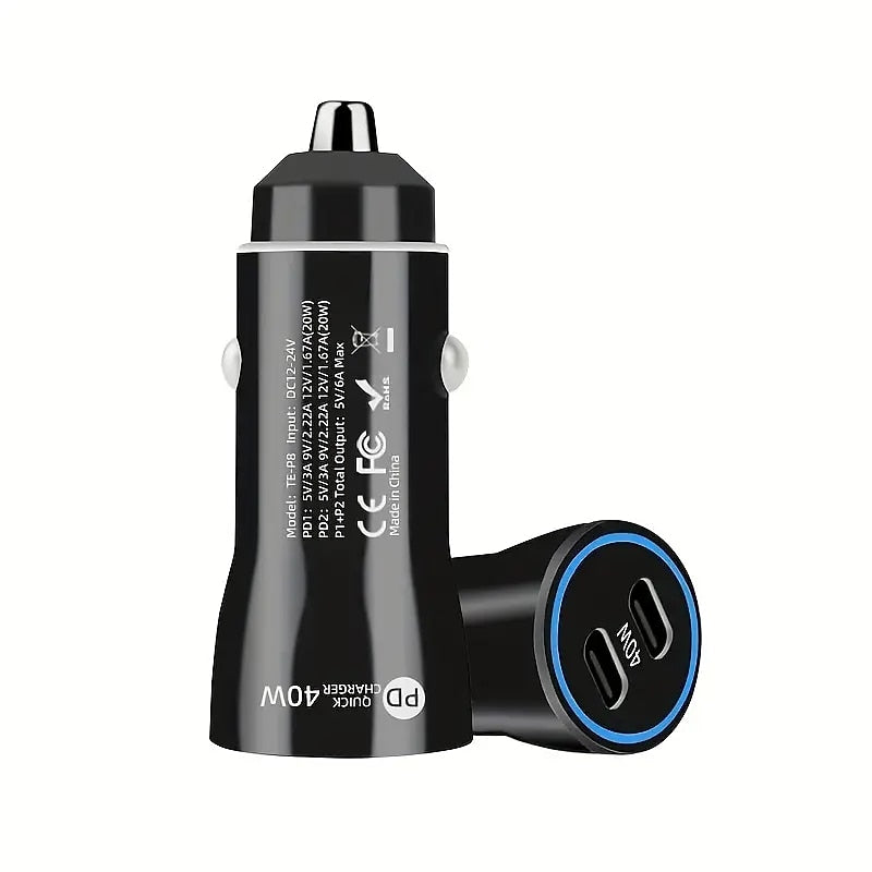 40 W Dual PD Car Charging PDPD Fast Charge 40 W Car Charger New 40 W Dual Type-C Port Charging 2024 - GBP £10