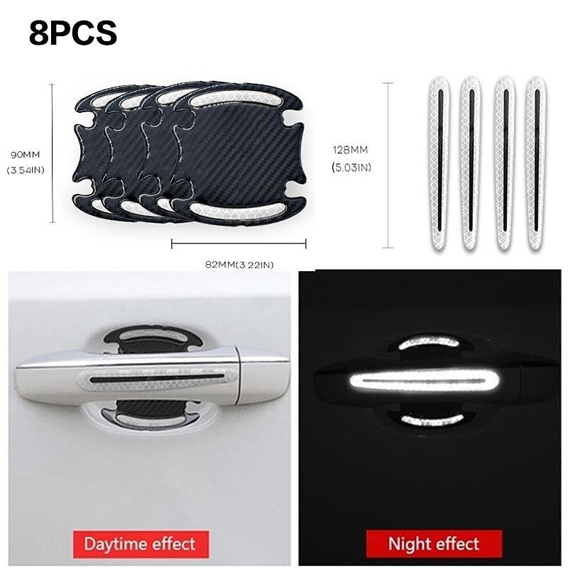 StarFire 4pcs/8pcs Universal Door Handle Sticker 3D Carbon Fiber Car Door Handle Paint Scratch Protector Sticker Stonego Auto Door Handle Scratch Cove