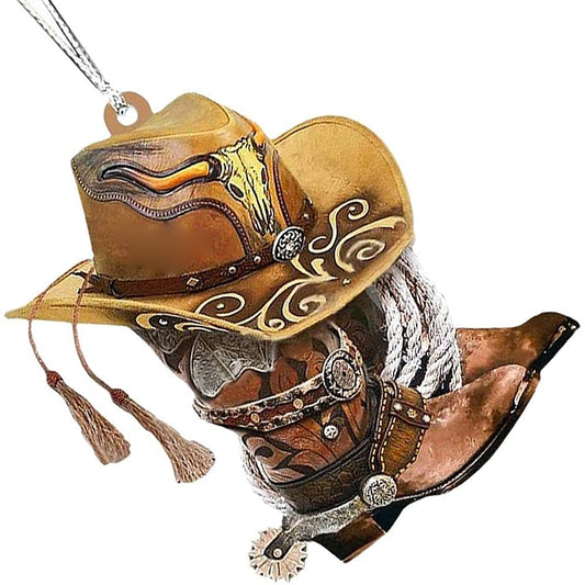 2023 Car Rear View Mirror Hanging Accessories Cowboy Boots Ornament Cowboy Hat Car Ornament Saddle Keychain Ornament 2024 - $7.99