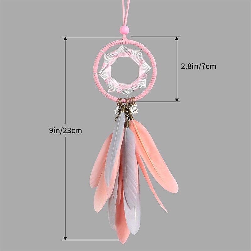 Alynsehom Dream Catcher Car Interior Rearview Mirror Hanging Decor Handmade Grids Nature Feather Small Boho Car Charms Pendant Accessories 2024 - $8.9
