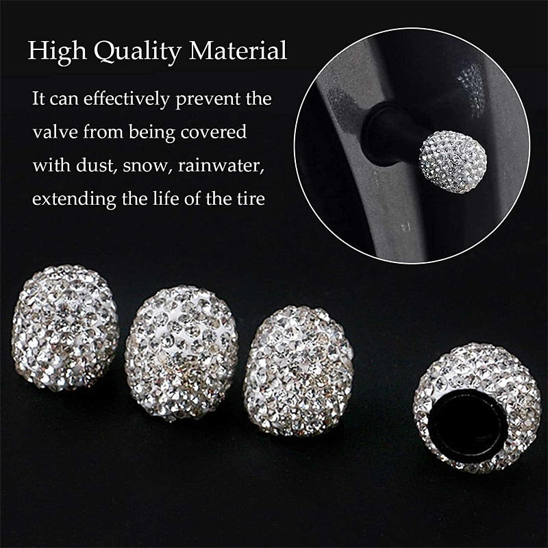 4pcs Diamond Car Tire Valve Caps Shining Dust-proof Wheel Valve Cover Vehicle Bling Crystal Valve Cap Car Styling Accessories 2024 - $7.99