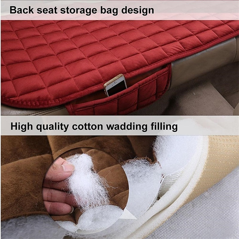 Plush Plaid Thicken Warm Car Seat Cushion Pad Car Seat Protector Car Front Rear Seat Covers For Car SUV Truck Car Accessories 2024 - $28.99