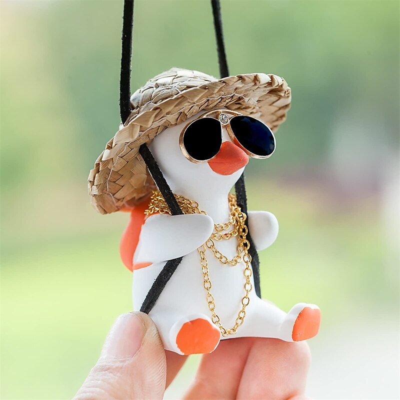 Swing Duck Car Hanging Ornament Super Cute Swing Ducks Mirror Hanging Accessories Auto Decoration Rearview Mirror Pendant Flying Duck Car Interior Set