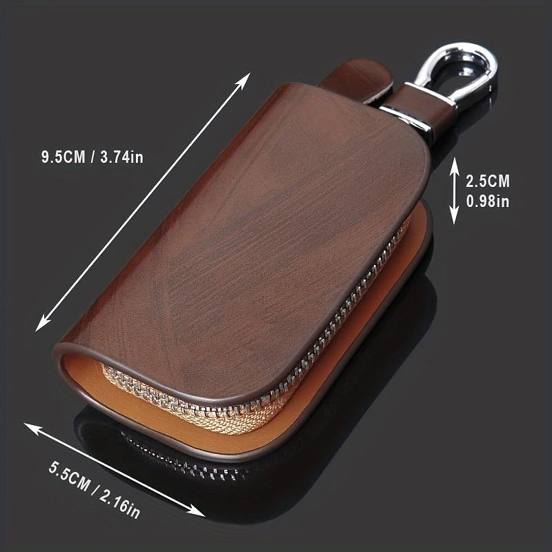 Premium Genuine Leather Remote Car Key Case - Key Fob Protector and Keychain Holder with Zipper Bag for Car Accessories 2024 - $6.99
