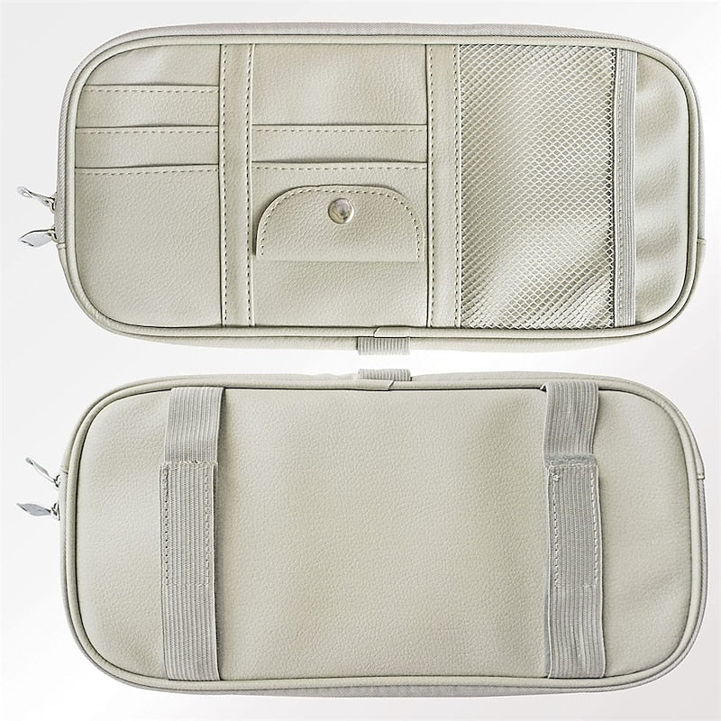 Car Sun Visor Organizer. Auto Interior Accessories Pocket Organizer Car Truck SUV Storage Pouch Glasses Bill Pen Card Holder with Multi-Pocket Net Zip