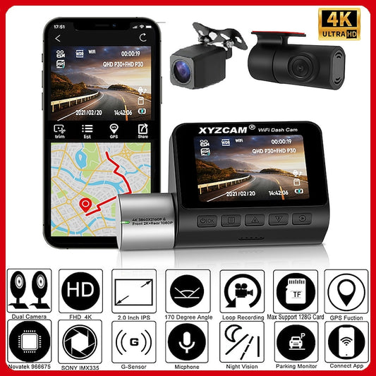 V50 1080p New Design / HD / with Rear Camera Car DVR 170 Degree / 150 Degree Wide Angle 2 inch IPS Dash Cam with WIFI / GPS / Night Vision No Car Reco