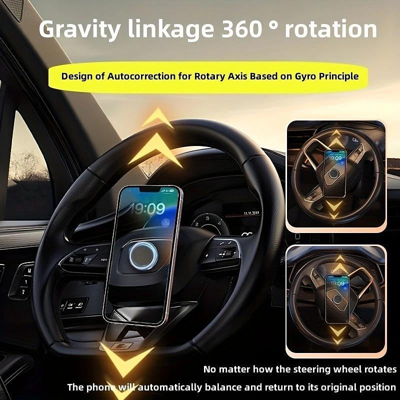 Steering Wheel Phone Holder Rotatable Anti-Slip Lazy Bracket Phone Holder for Car Compatible with All Mobile Phone Phone Accessory 2024 - RON 46.07