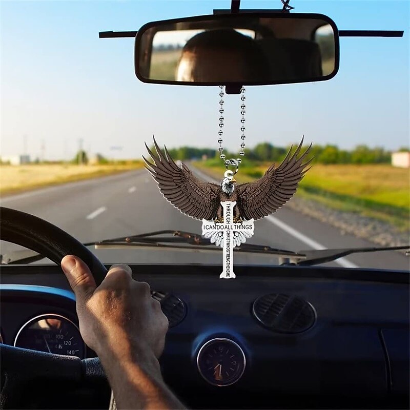 1pc Car Acrylic Brown Flying Eagle Hanging Decoration for Rear View Mirror Accessories Interior Pendant 2024 - $5.49