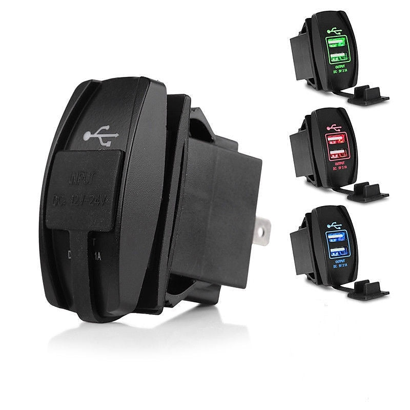 3.1A Dual USB Port Charger Socket Outlet 12V LED Waterproof for Motorcycle Car 2024 - $10.99