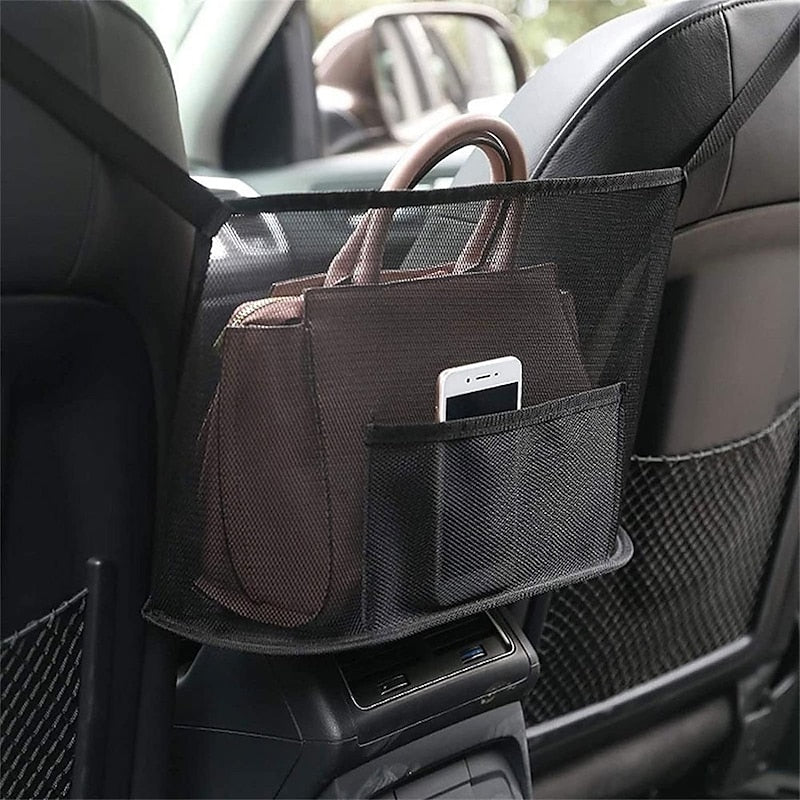 Car Net Pocket Handbag Holder. Durable Car Seat Storage and Handbag Holding Net. Thickened Polyester Fiber Hanging Storage Bag Between Car Seats for C
