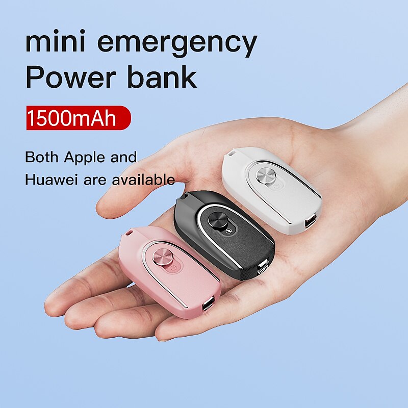 New mini emergency charging treasure keychain hanging buckle charging treasure portable gift emergency mobile power supply 1500M 2024 - GBP £10