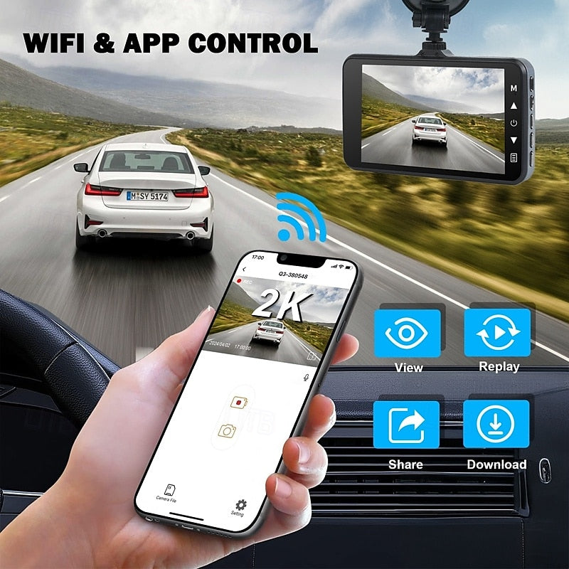 X9 1440P New Design / HD / with Rear Camera Car DVR 170 Degree Wide Angle 4 inch IPS Dash Cam with WIFI / Night Vision / G-Sensor 4 infrared LEDs Car