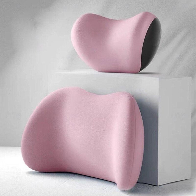 Car Neck Back Cushion Lumbar Support Pillow Car Seat Softness Memory Foam Comfortable Ergonomic Design for Neck and Back Rest Pillow Black Pink Blue C