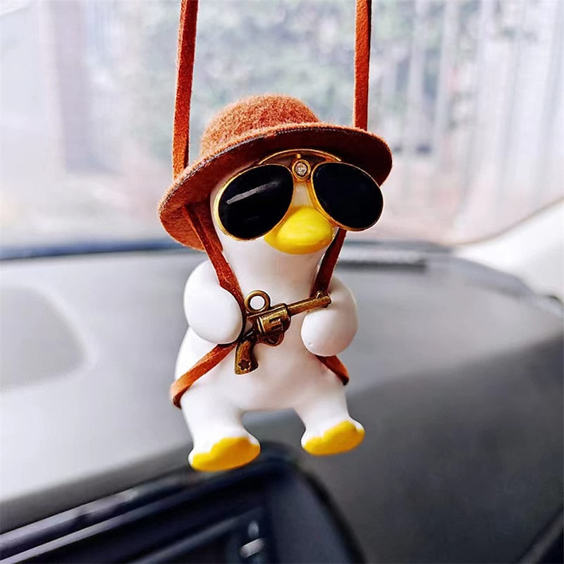 Swing Duck Car Hanging Ornament Super Cute Swing Ducks Mirror Hanging Accessories Auto Decoration Rearview Mirror Pendant Flying Duck Car Interior Set