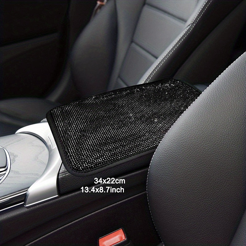 Bling Bling Car Armrest Cover Luster Crystal Car Center Console Cover Protector Universal Auto Arm Rest Cushion Pads Car Interior Decor Accessories 20
