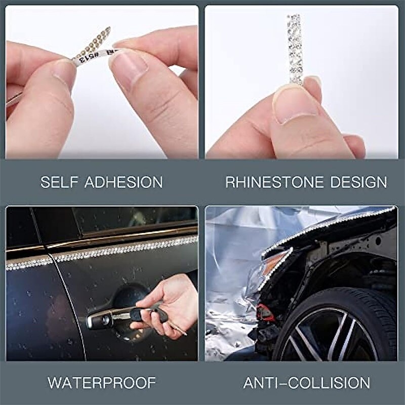 StarFire 5M Bling Car Trim Self Adhesive Bling Car Interior Exterior Car Accessories For Women Car Dashboard Decorations 2024 - $10.99