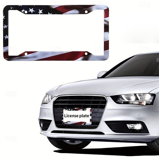American Flag License Plate Frame Holder Universal Aluminum Matte Stripe US Flag Gloss Car Plate Frame Covers With Free Screws Fasteners Caps for US L