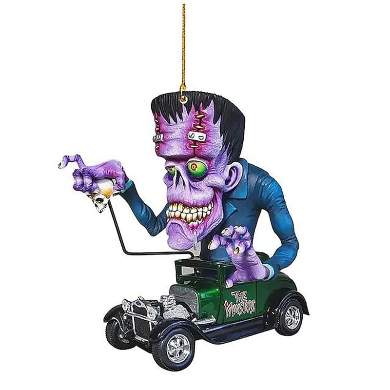 2PCS Cartoon Big Mouth Monster Car Pendant Acrylic Flat Doll Model Home Decor Rat Fink Crazy Mouse Driving Statue Halloween Car Accessories 2024 - $7.