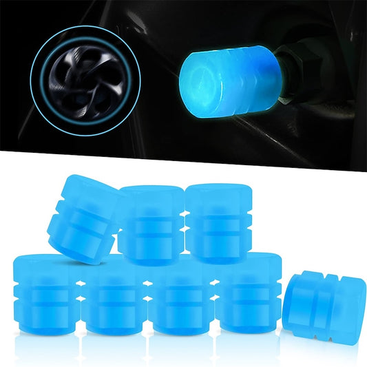 8 PCS Luminous Wheels Cap Tire Valve Stem Glow Luminous at Night Air Caps Cover Fluorescent Illuminated Auto Car Wheel Valve Stem Caps Cover for SUV M