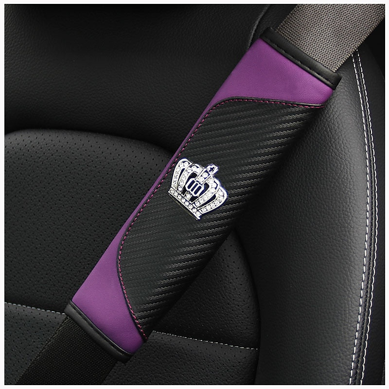 Carbon fiber leather car seat belt shoulder guard protective cover crown 2024 - $7.99