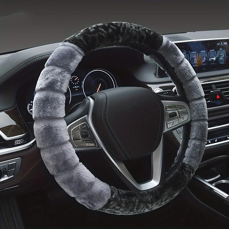 Winter Short Plush Steering Wheel Cover Winter Warm Car Interior Set Creative Stitching Multi-Color Pattern 2024 - $8.99