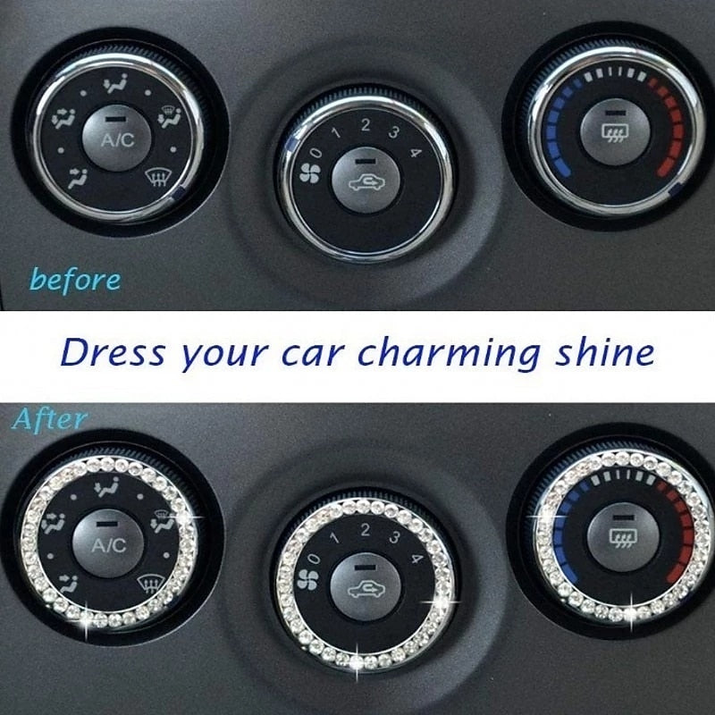 StarFire 2022 New DIY 3D Design Car Ignition Diamond Sticker Switch for Auto Motorcycle Styling Rhinestone Bling Decoration Circle Cover Decal Silver