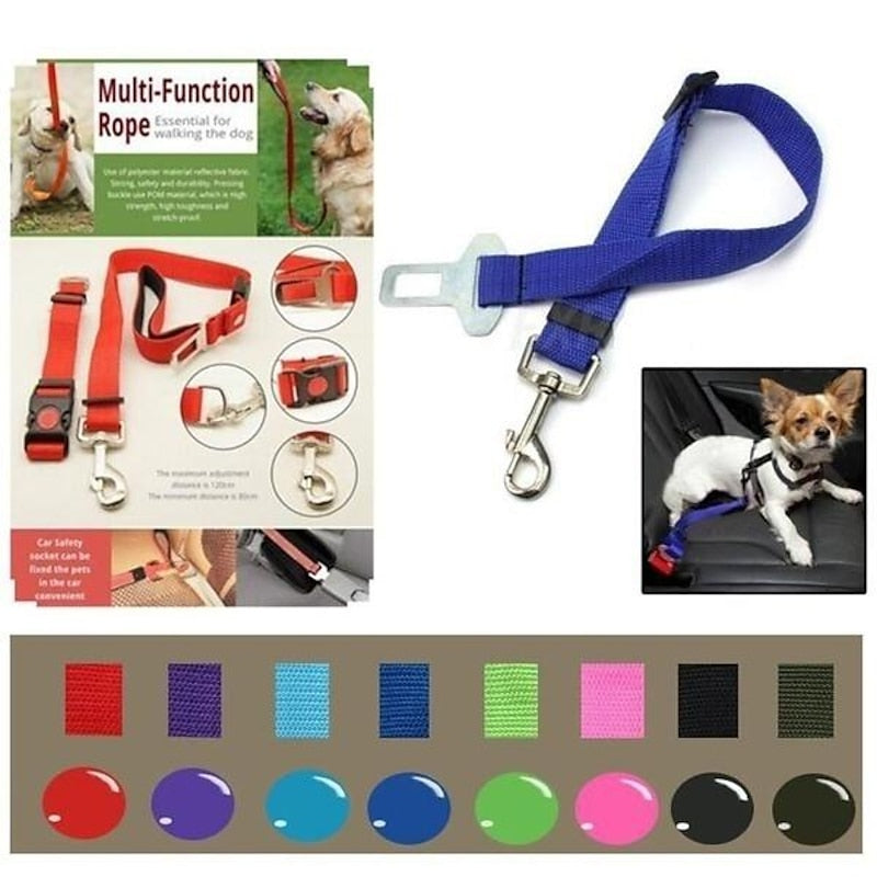Safety Seat Belt Of Dog Pet Car Safety Harness Restraint Lead Adjustable Travel Clip New 2024 - $5.49