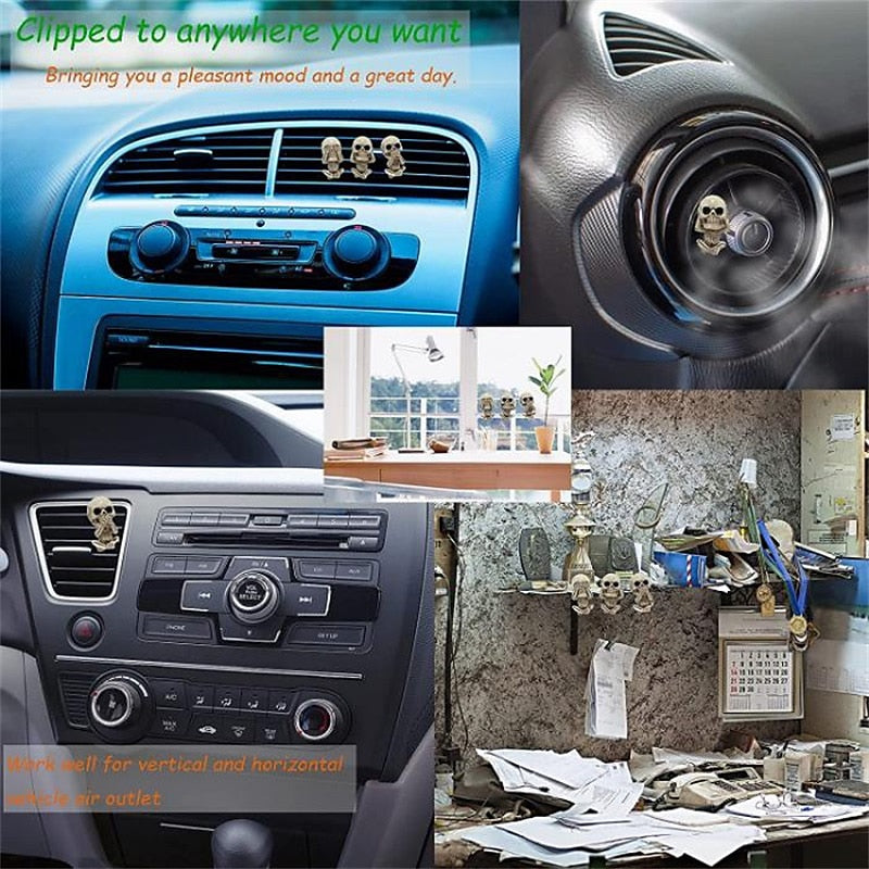 Car Air Fresheners Vent Clips Car Interior Accessories for Men Women Cute Skull Auto Air Conditioner Vent Clip Decor for Car Office Living Room Home H