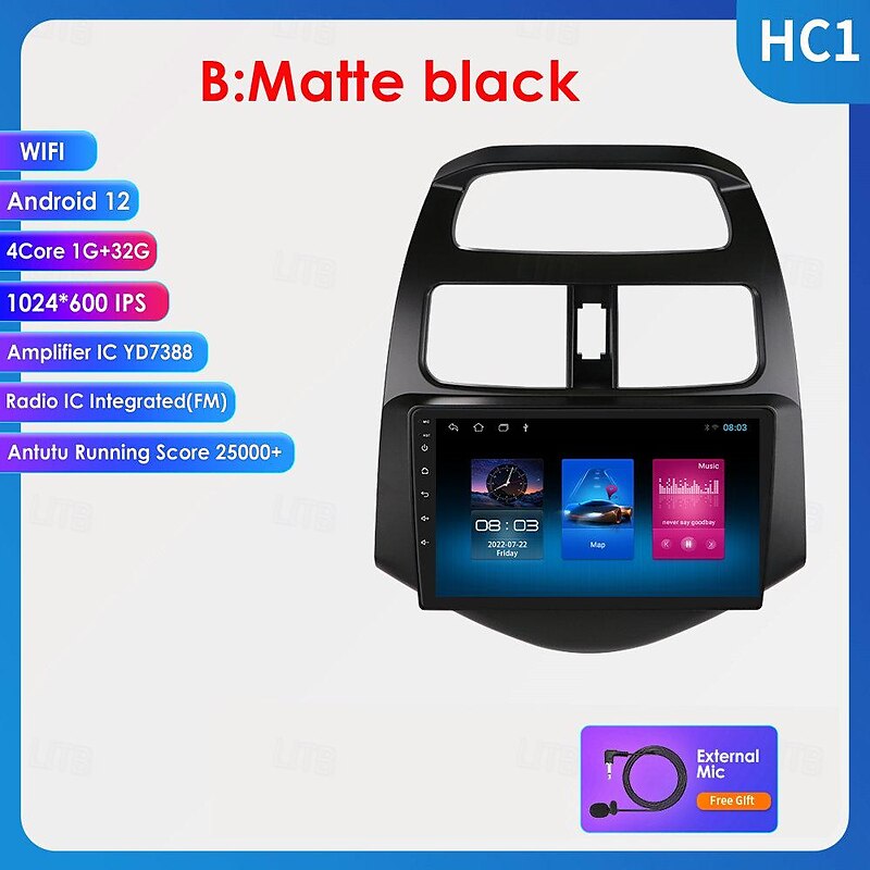 Android 12 Car Radio for Chevrolet Spark Beat Matiz Creative 2010-2014 Multimedia Stereo Carplay Navigation System Frosted Black 2024 - $106.99