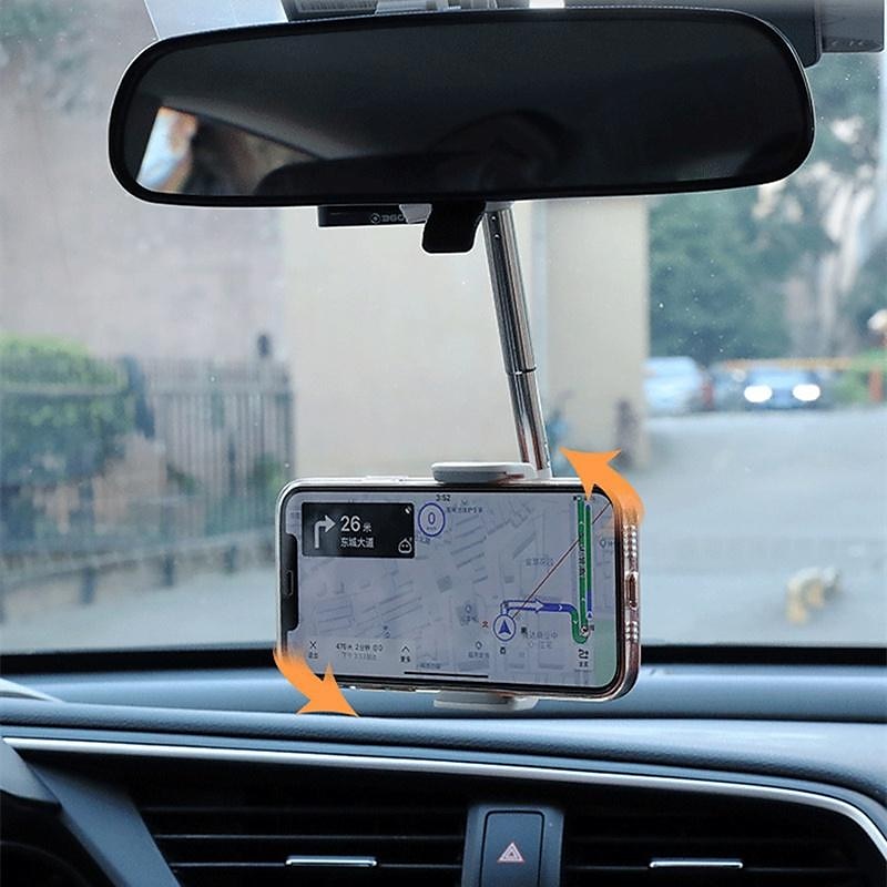 New Creative 360° Rotatable Adjustable Support Car Rearview Mirror Mount Universal Mobile Phone Stand Seat GPS Car Holder Car Accessories 2024 - $2.49