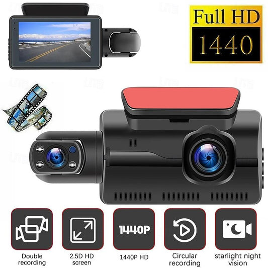 3-inch Driving Recorder in Front of The Car High-definition Dual-lens Dual-recording 360-degree Car Camera 2024 - GBP £22