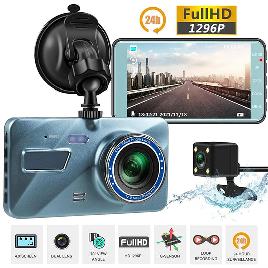 1080p New Design / Full HD / with Rear Camera Car DVR 120 Degree Wide Angle 4 inch LCD Dash Cam with Night Vision / motion detection / Loop recording