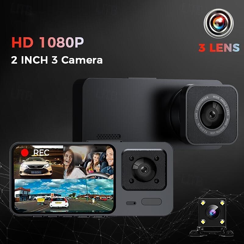2.0-inch Three-lens Car Camera Three-way High-definition Night Vision Driving Recorder 2024 - $23.99