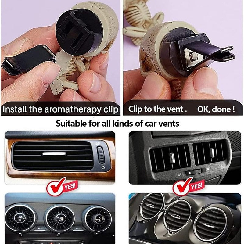 Car Air Fresheners Vent Clips Car Interior Accessories for Men Women Cute Skull Auto Air Conditioner Vent Clip Decor for Car Office Living Room Home H