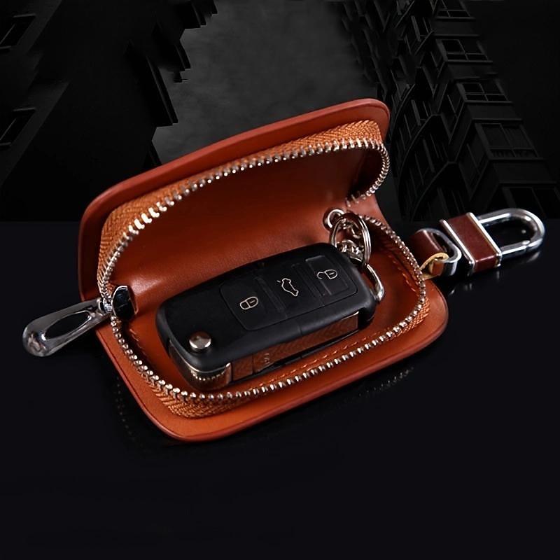 Premium Genuine Leather Remote Car Key Case - Key Fob Protector and Keychain Holder with Zipper Bag for Car Accessories 2024 - $6.99