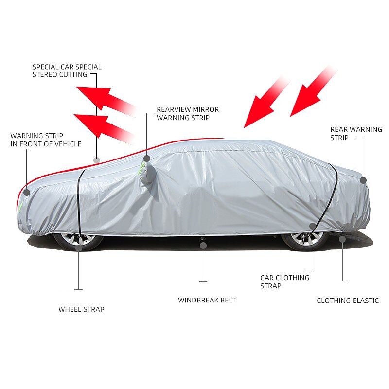 StarFire All Size High Quality Car Cover Full Cover Four Seasons Universal Thick Waterproof Sunshade Sunscreen Car Cover Reflective Warning Safety Car
