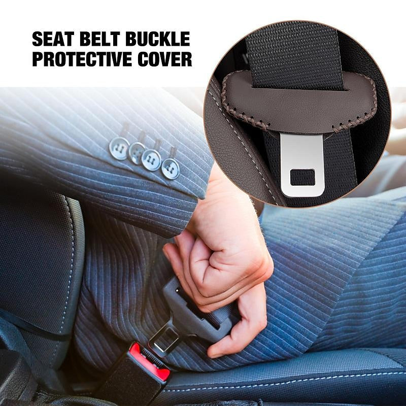 Car Safety Belt Buckle Clip Protection Cover Leather Interior Seat Belt Protector Anti Slip Cover Safety Car Accessories 2024 - GBP £7