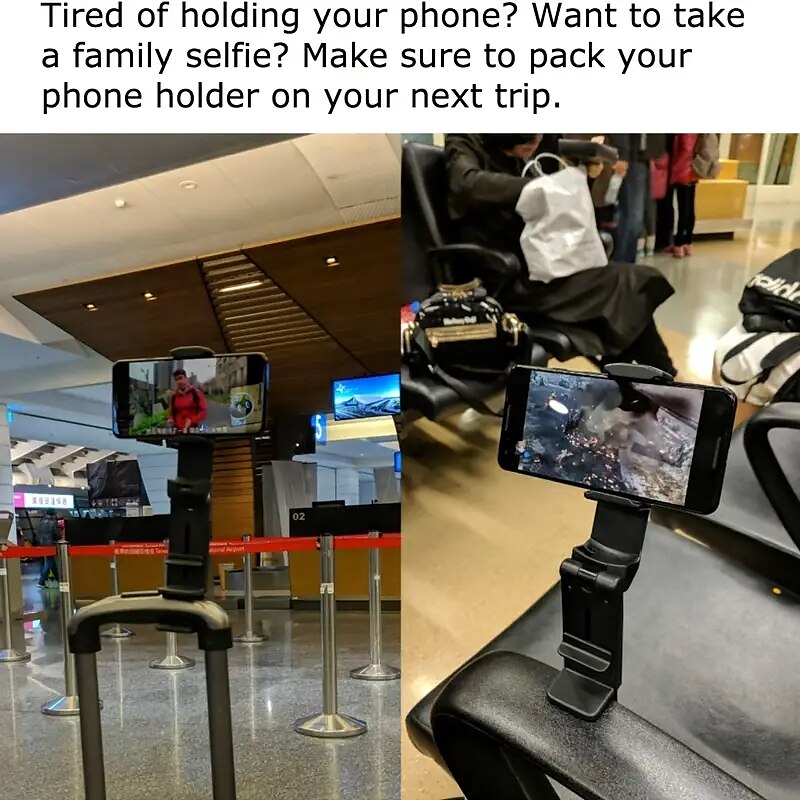 Phone Holder Mount with the Universal In  Airplane . Handsfree Phone Holder For Desk Tray With Multi-Directional Dual 360 Degree Rotation. Pocket Size