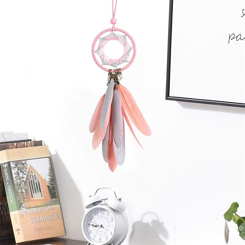 Alynsehom Dream Catcher Car Interior Rearview Mirror Hanging Decor Handmade Grids Nature Feather Small Boho Car Charms Pendant Accessories 2024 - $8.9