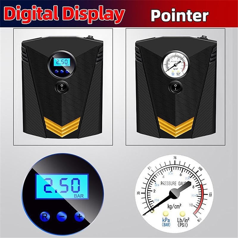 900PSI Car Air Compressor 19 Cylinder 120W Electric Digital Car Tire Inflatable Pump 12V Portable Air Pump Digital Auto Tire for Motorcycle Bicycle Ca