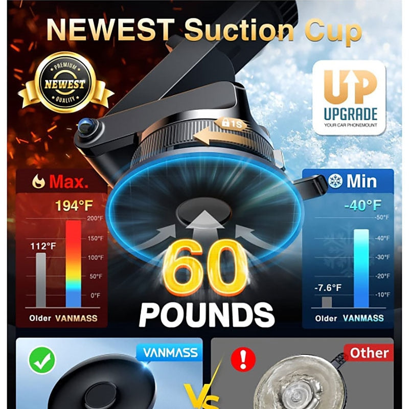 StarFire Car Phone Holder Mount Sturdiest Hook Clip Strongest Suction Cup Handsfree Cell Phone Holder Car Dash Windshield Air Vent Stand for iPhone 14