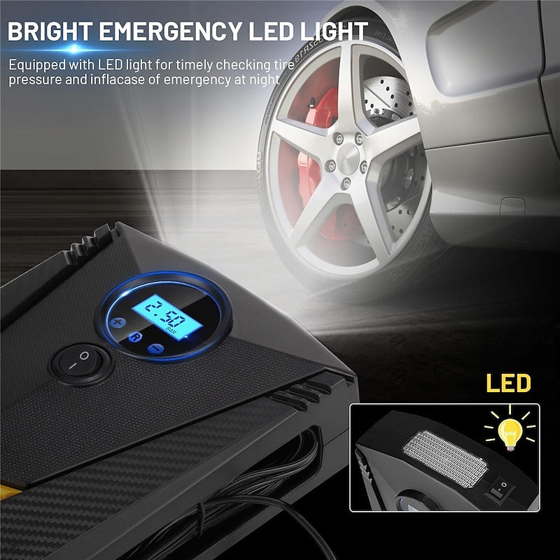 900PSI Car Air Compressor 19 Cylinder 120W Electric Digital Car Tire Inflatable Pump 12V Portable Air Pump Digital Auto Tire for Motorcycle Bicycle Ca