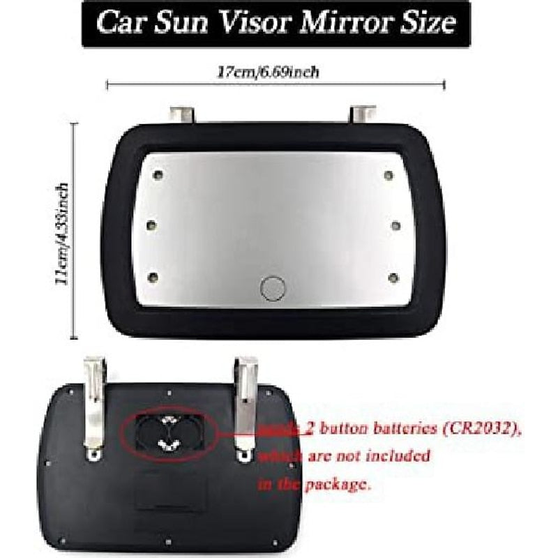 Bling Rhinestone Car Sun Visor Mirror.Portable Automobile Makeup Mirror.Vanity Mirror for Clip.Sun-Shading Cosmetic Mirror with Touch Button and 6 Led