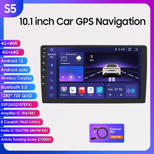 Android 12 2 Din for Universal Car Radio Multimedia Player GPS Navigation Car Audio Stereo Head Unit 10.1 Inch Speakers wifi 2024 - GBP £75