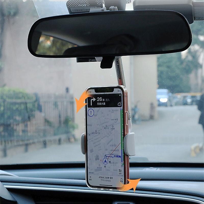 New Creative 360° Rotatable Adjustable Support Car Rearview Mirror Mount Universal Mobile Phone Stand Seat GPS Car Holder Car Accessories 2024 - $2.49