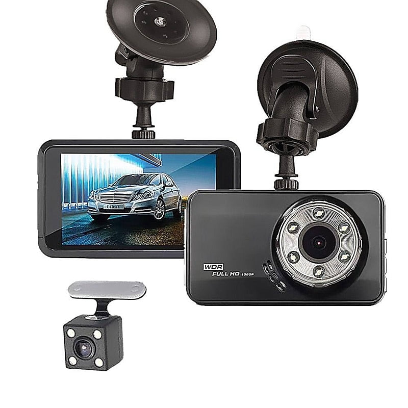 T638+ 1080p New Design / HD / with Rear Camera Car DVR 170 Degree Wide Angle 3 inch IPS Dash Cam with Night Vision / motion detection / Loop recording