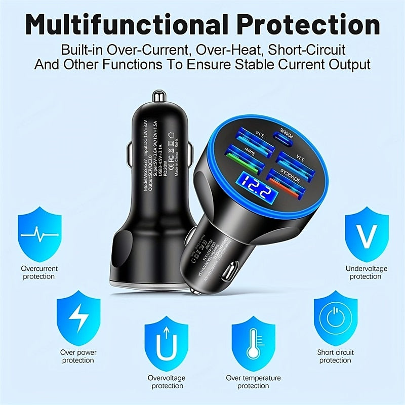 250W PD USB Car Charger Fast Charging Type C USB Phone Adapter In Car For Car Quick Charger 2024 - $9.99