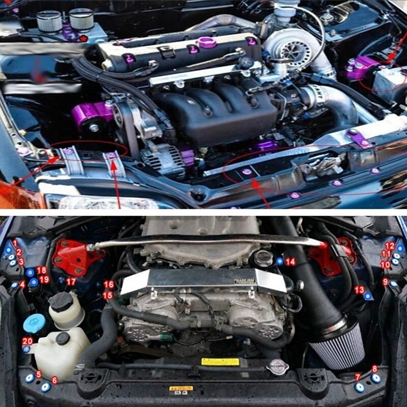 10pcs Aluminum M6 X 20 Car Styling Modification Fender Washer License Plate Bolts Car Decoration 2024 - GBP £5